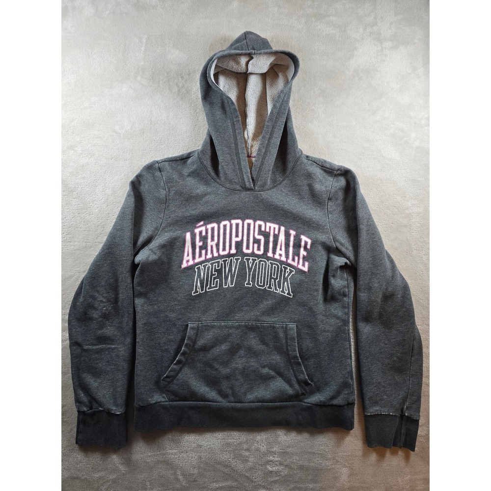 Aeropostale Sweatshirt Womens Juniors XL Gray Hoodie Fleece Long Sleeve